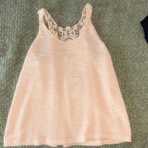 SHEIN Cream Lace Tank Top